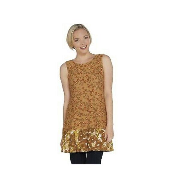 LOGO Layers by Lori Goldstein Double Print Knit Tank 2XS Brown NWOT N1486 - Picture 1 of 7